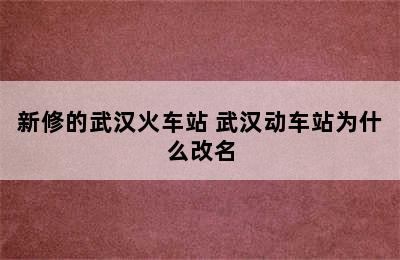 新修的武汉火车站 武汉动车站为什么改名